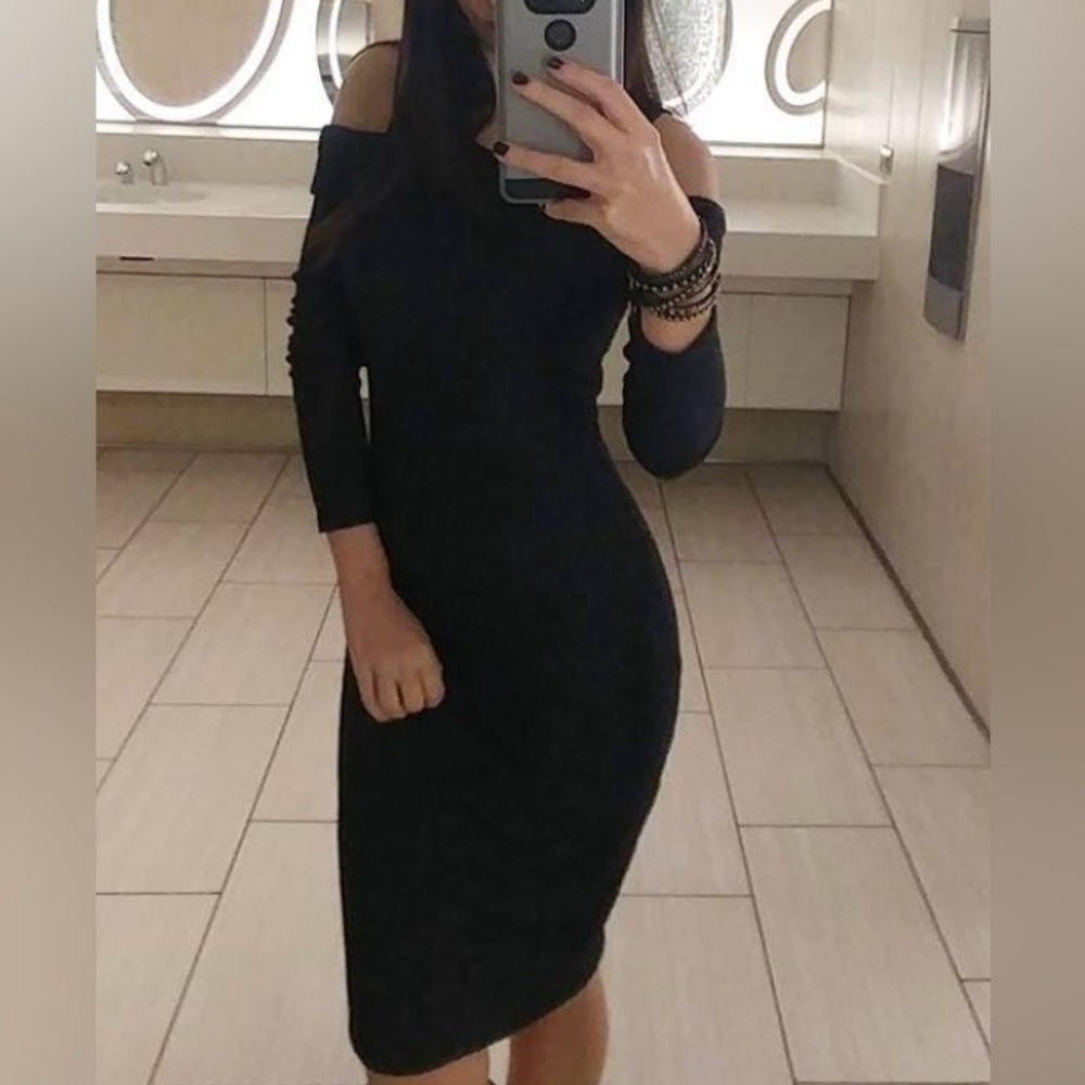 Derek Heart Gray Long Sleeve Cold Shoulder Dress Size M
